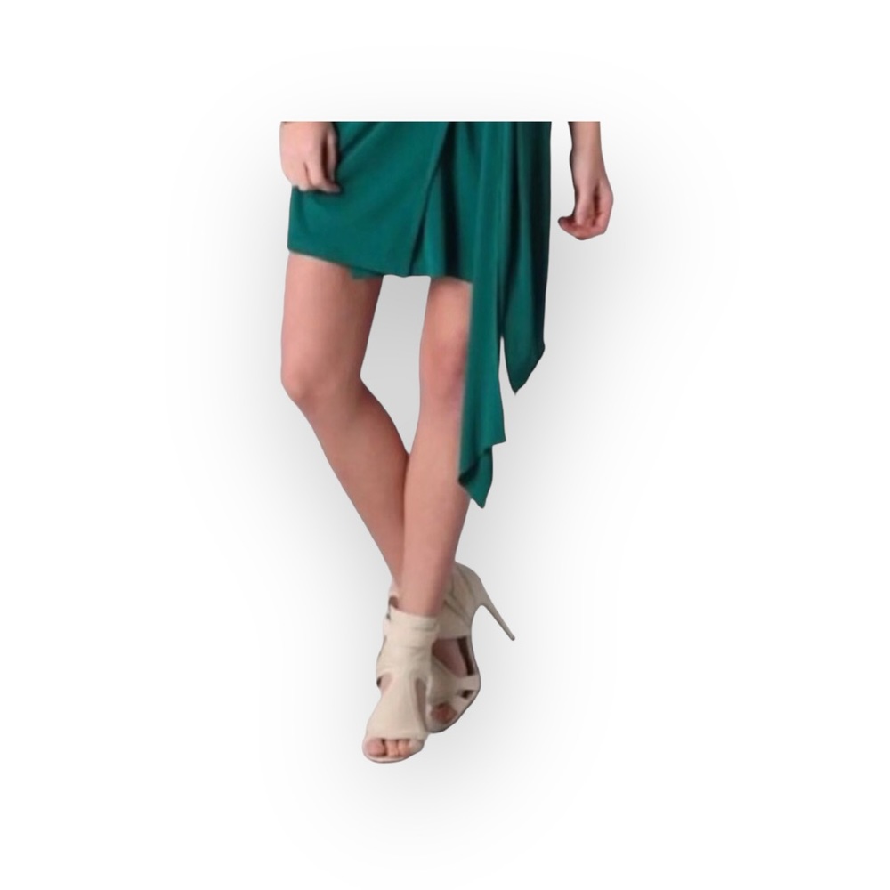 new Haute Hippie ༄ Halter Wrap Cocktail Party Mini Dress༄ Emerald Green ༄ Large - Picture 6 of 17